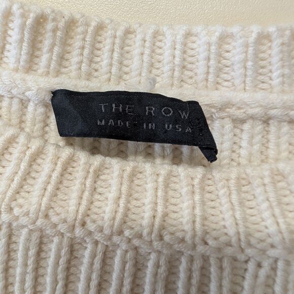 The Row Long Cotton Sweater Jumper Ivory White Bell Sleeve Crew Neck Women Small - Picture 4 of 5